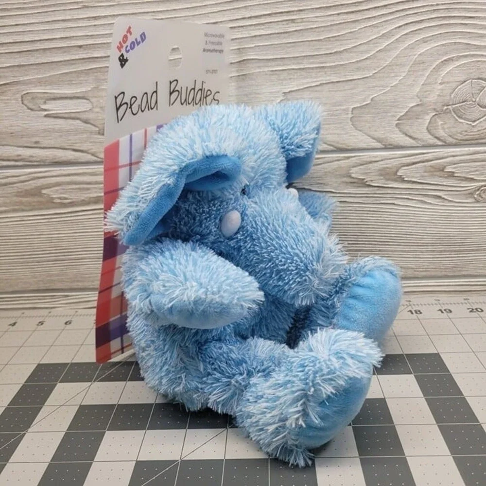 Bead Buddies Elephant‎ Aromatherapy Hot Cold Reusable Blue Plush Soft Animal 12